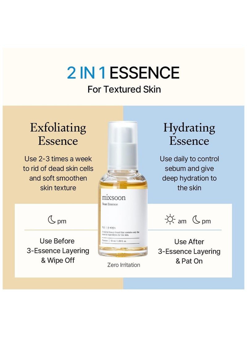 mixsoon Bean Essence,Vegansnail,Exfoliating Essence for face, Hydrating Korean Skin Care,Glassskin 1.69 fl.oz/50ml