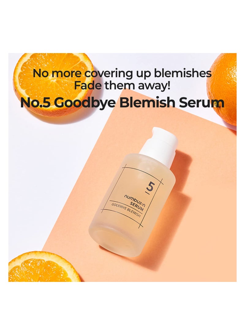 numbuzin No.5 Goodbye Blemish Serum | Blemish Serum for Dark Spots, Acne Scars with Vitamin C, Niacinamide, Antioxidant | Lightweight Gel, Korean Skin Care for Face | 1.69 Fl Oz