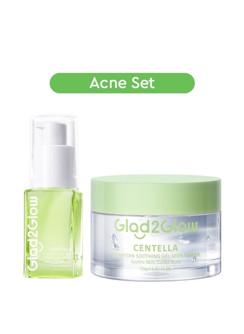 Glad2Glow Acne Set Moisturizer Gel Repair Skin 55g + Acid Power Clear Acne Serum 17ml