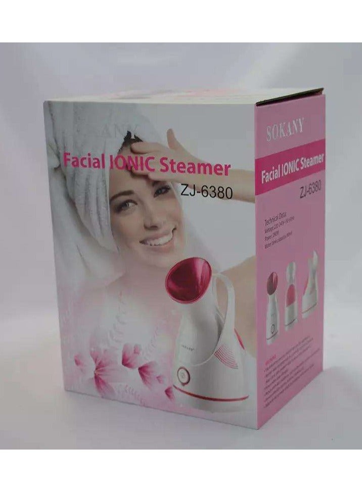 Sokany Ionic Steamer for Face and Hair Care, Deep Cleaning and Sauna Professional, White with Fuchsia ZJ-6380