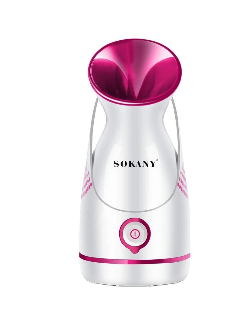 Sokany Ionic Steamer for Face and Hair Care, Deep Cleaning and Sauna Professional, White with Fuchsia ZJ-6380