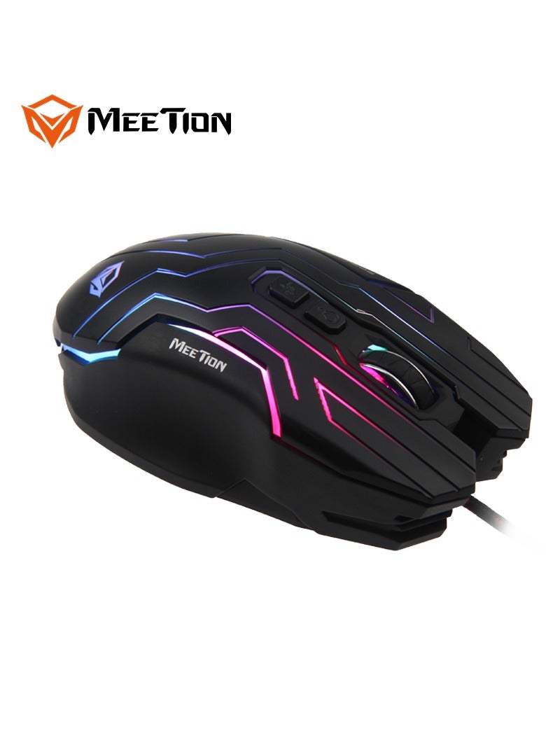 Meetion Dazzling Gaming Mouse GM22 Pro gaming optical sensor 6+1 (scroll wheel) soft-touch buttons 4800dpi high-resolution optical Sensing