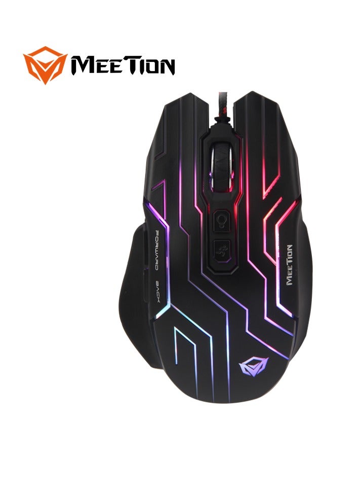 Meetion Dazzling Gaming Mouse GM22 Pro gaming optical sensor 6+1 (scroll wheel) soft-touch buttons 4800dpi high-resolution optical Sensing