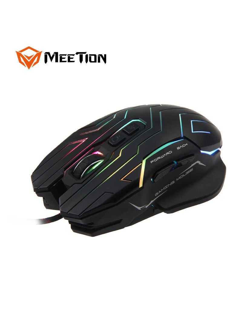 Meetion Dazzling Gaming Mouse GM22 Pro gaming optical sensor 6+1 (scroll wheel) soft-touch buttons 4800dpi high-resolution optical Sensing