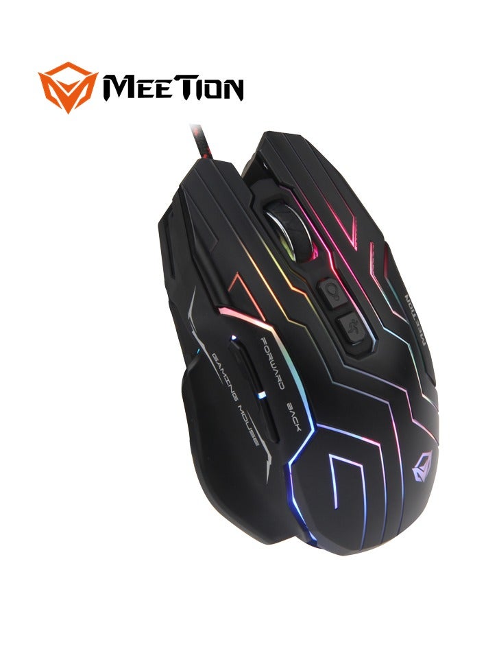 Meetion Dazzling Gaming Mouse GM22 Pro gaming optical sensor 6+1 (scroll wheel) soft-touch buttons 4800dpi high-resolution optical Sensing