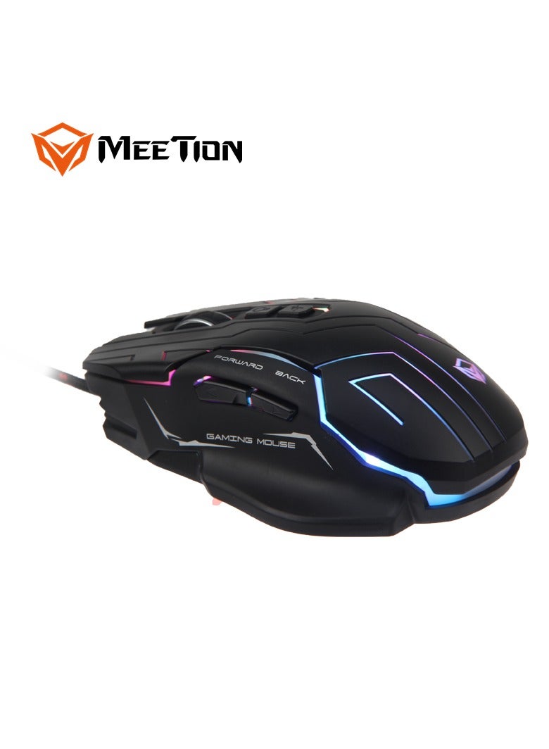 Meetion Dazzling Gaming Mouse GM22 Pro gaming optical sensor 6+1 (scroll wheel) soft-touch buttons 4800dpi high-resolution optical Sensing