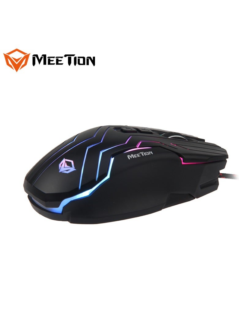 Meetion Dazzling Gaming Mouse GM22 Pro gaming optical sensor 6+1 (scroll wheel) soft-touch buttons 4800dpi high-resolution optical Sensing