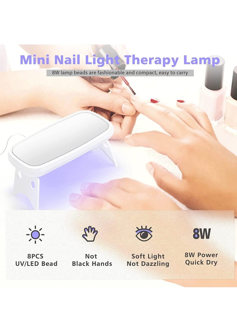 8W Mini UV LED Gel Nail Lamp Mouse Shape with Mirror Light