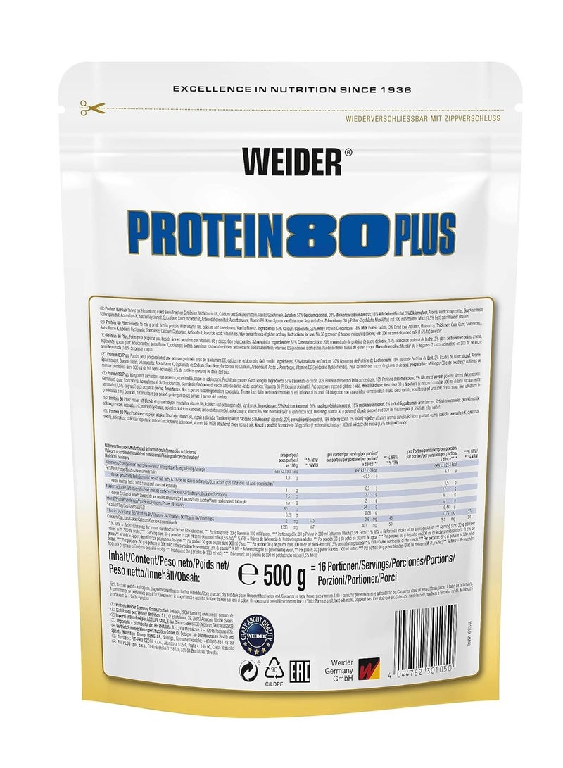 Weider Protein 80 Plus Milk Protein Isolate Vanilla Flavor 500 G