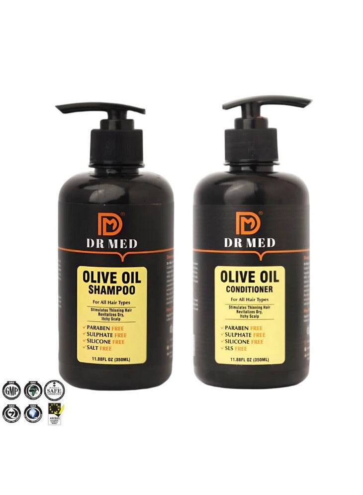DR MED Olive Oil Shampoo+ Conditioner Duo Pack - Stimulates Thinning Hair Revitalizes Dry & Itchy Scalp 350ML (pack of 2)