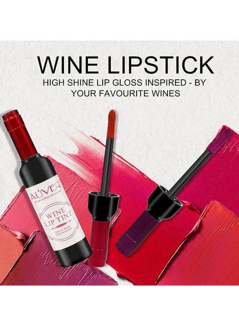 ALIVER Wine Lip Tint, 6 Colors Matte Lipstick Set, Long Lasting Waterproof Lip Tint Set Lip Gloss, Moisturizing, Long-lasting and Waterproof