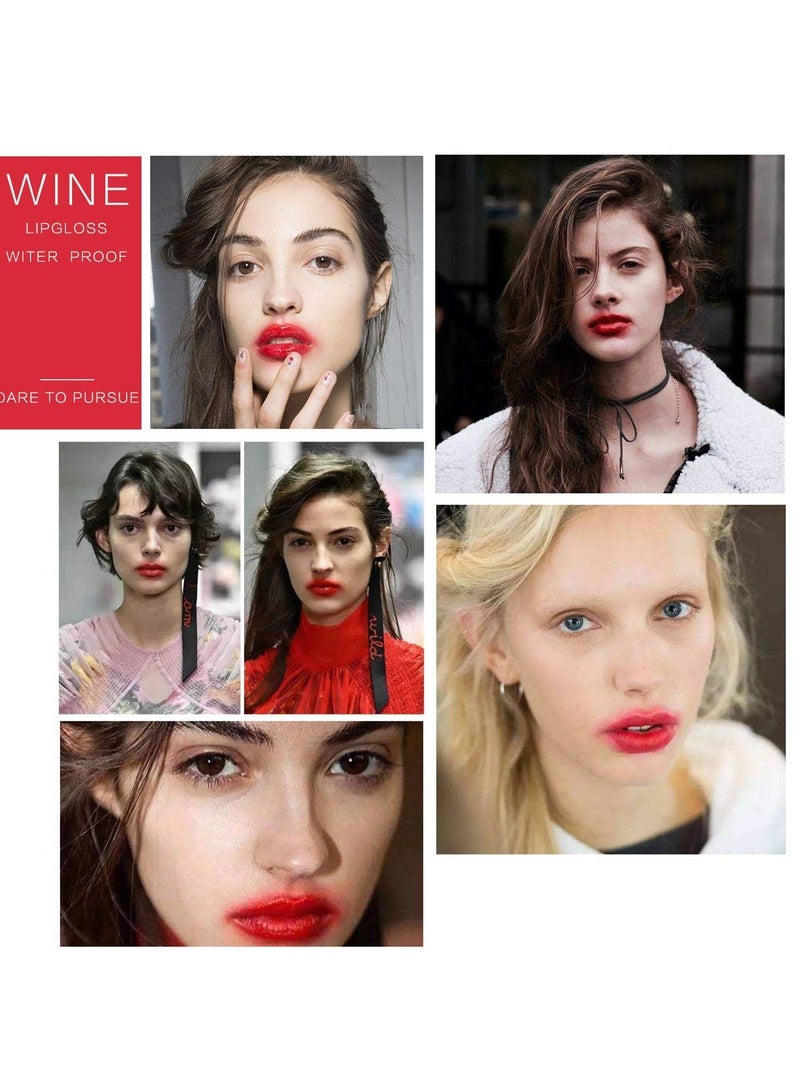 ALIVER Wine Lip Tint, 6 Colors Matte Lipstick Set, Long Lasting Waterproof Lip Tint Set Lip Gloss, Moisturizing, Long-lasting and Waterproof