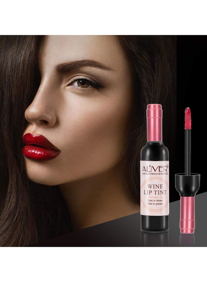 ALIVER Wine Lip Tint, 6 Colors Matte Lipstick Set, Long Lasting Waterproof Lip Tint Set Lip Gloss, Moisturizing, Long-lasting and Waterproof