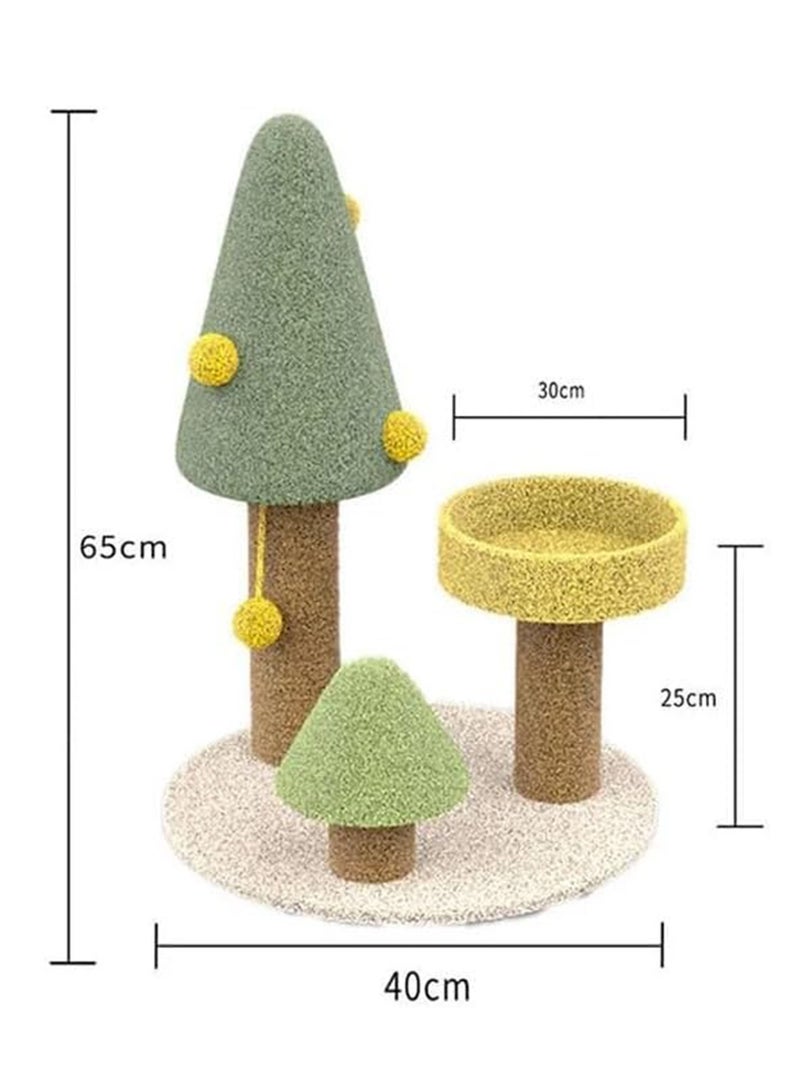 Cat Scratching Post 65 cm Tall Sisal Cactus Cat Scratcher with 3 Different Height Poles and Hanging Ball Cat Interactive Toy