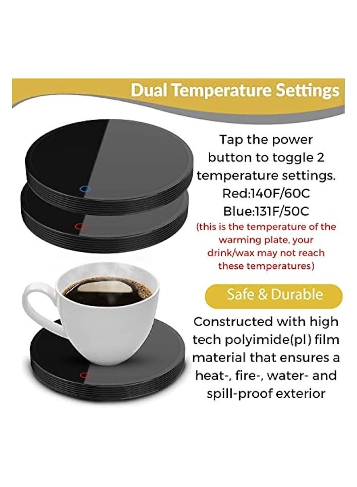 Coffee Mug Warmer, Smart Coffee Cup Warmer For Desk With Auto Shut Off, 2 Temperature Settings, 55° Constant Temperature Coaster, Safe, Easy-to-use, Cup Warmer For Desk For Coffee Milk (Black)