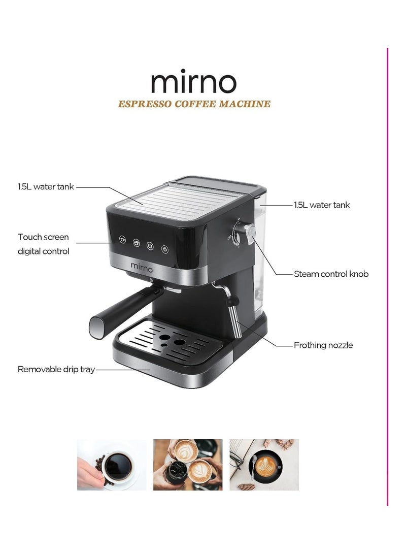 Mirno Espresso Coffee Machine 20 Bar with Touch Sensing Functions