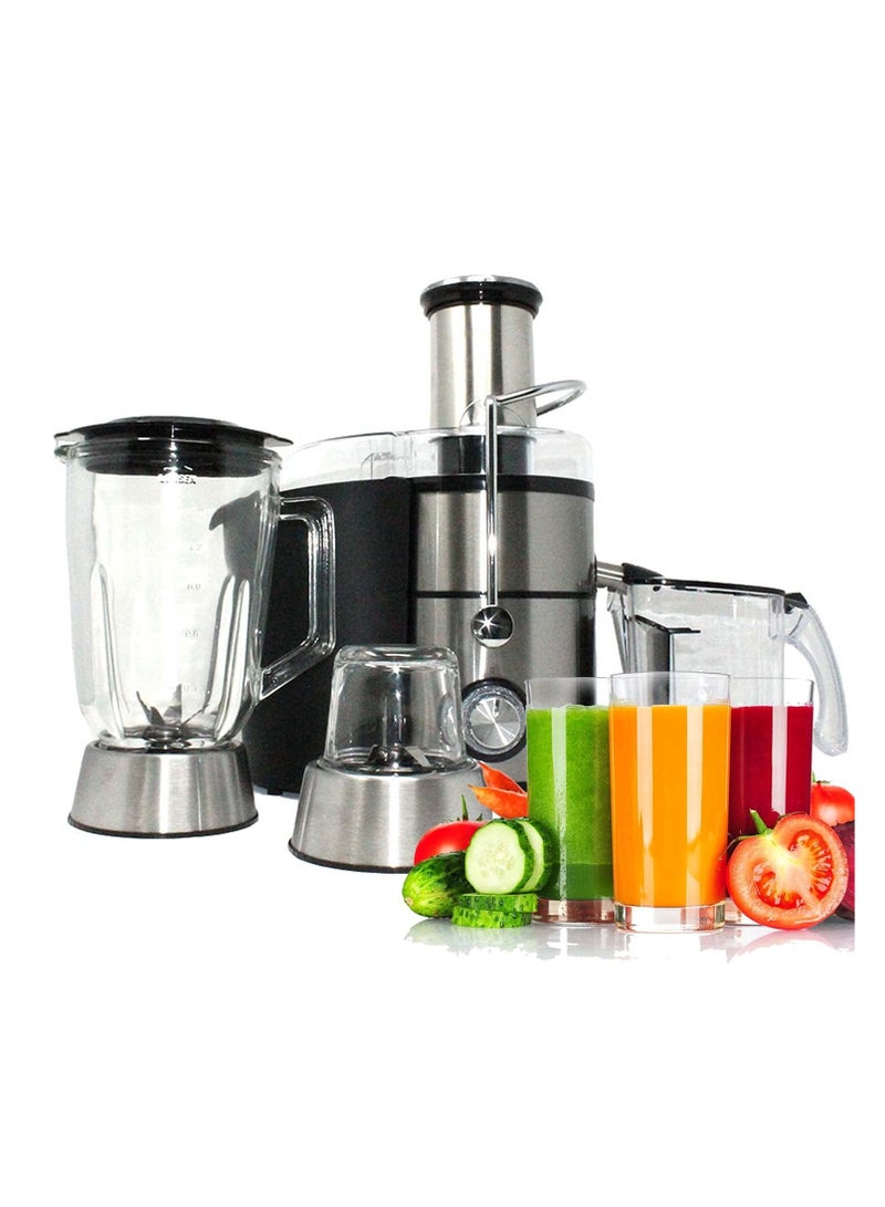 4 in 1 Powerful Juicer Blender - Electric Blender, Juicer, Chopper & Grinder | 2 Speeds, 1.5L Unbreakable Fruit Juicer | Compact 800W Versatile SJB-401