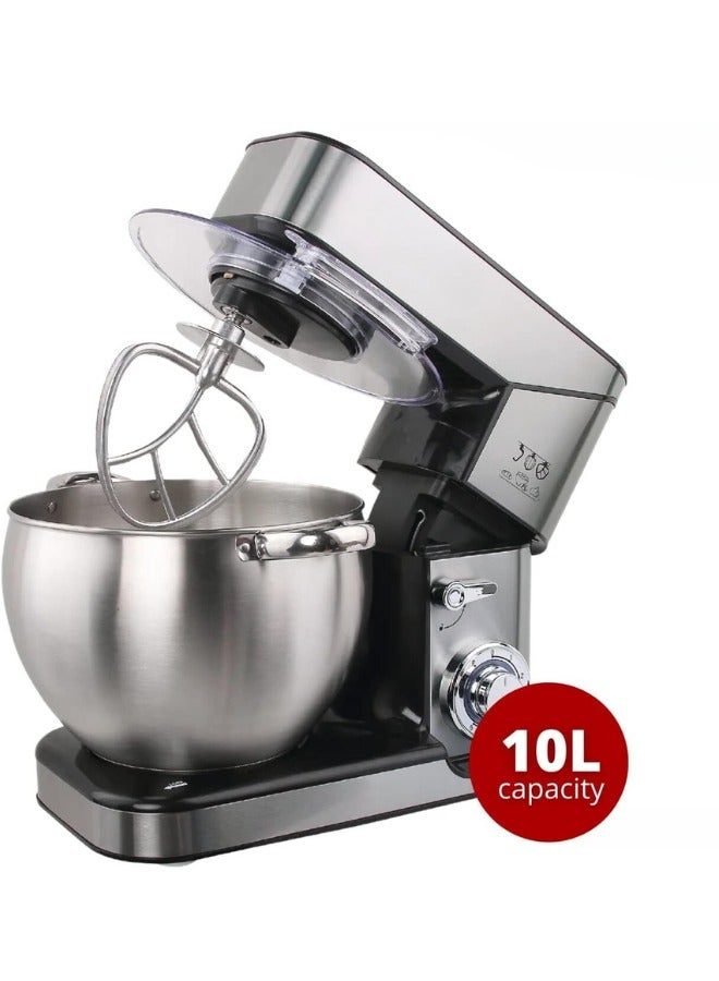 Stand Mixer with Dough Making Function, 10L Large Capacity, 800W Electric Kitchen Mixer with Stainless Steel Bowl, 6 Speed Settings, Tilt-Head, Multifunctional Mixer for Baking, Cake, Bread, Pizza Dough