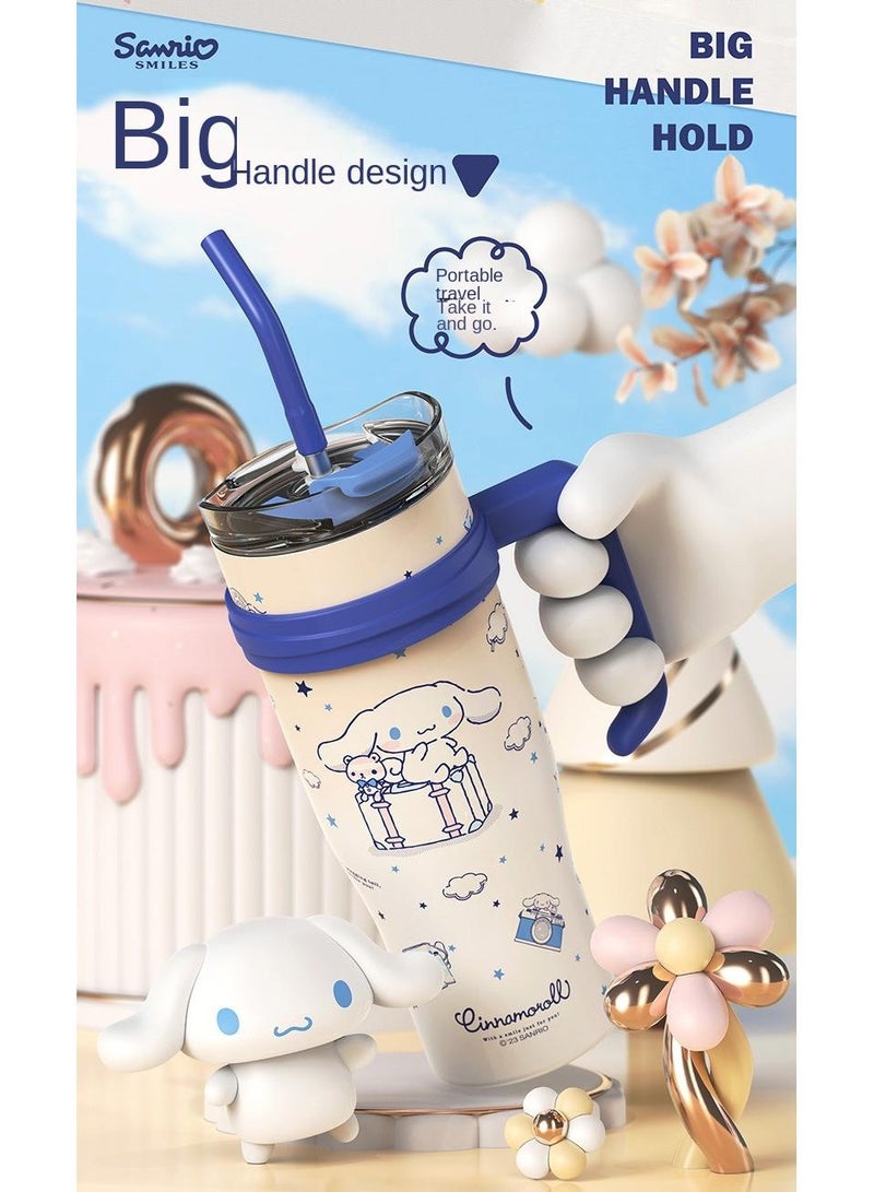 Cinnamoroll Reusable Vacuum quenching Cup, 40oz Cup Large Capacity Vacuum Cup with Straw car Heat Preservation Cold Preservation Large ice Cup , Iced Tea or Coffee, Smoothie More, Cream, 40 oz