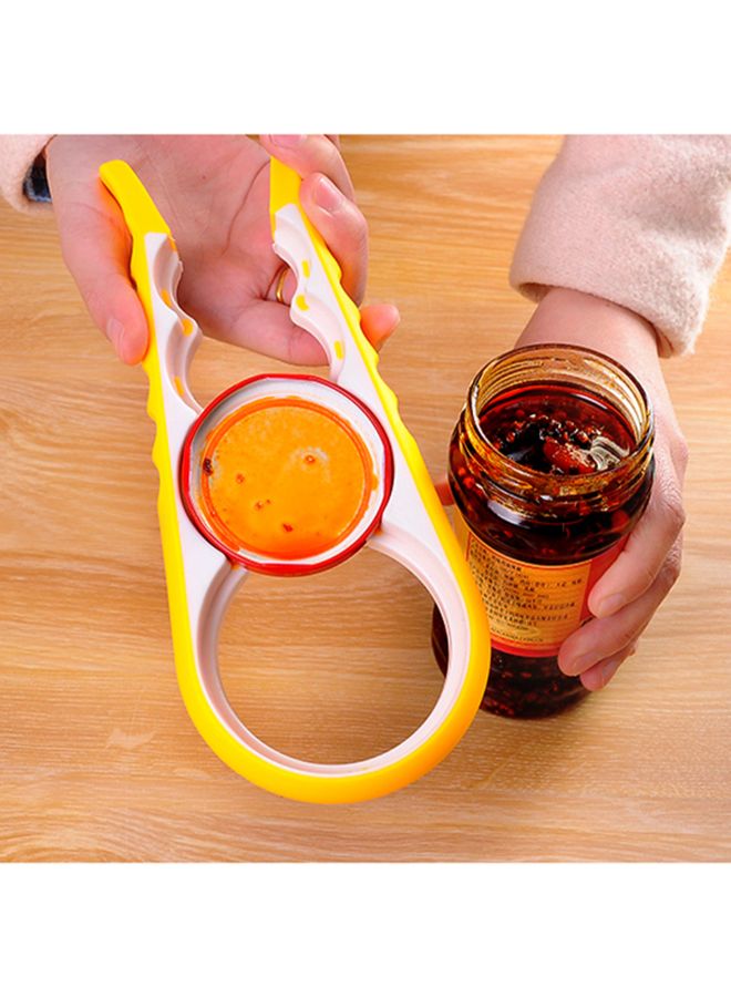 4-In-1 Multifunction Twist Jar Opener Yellow/White 23 x 9.5 x 2.3centimeter