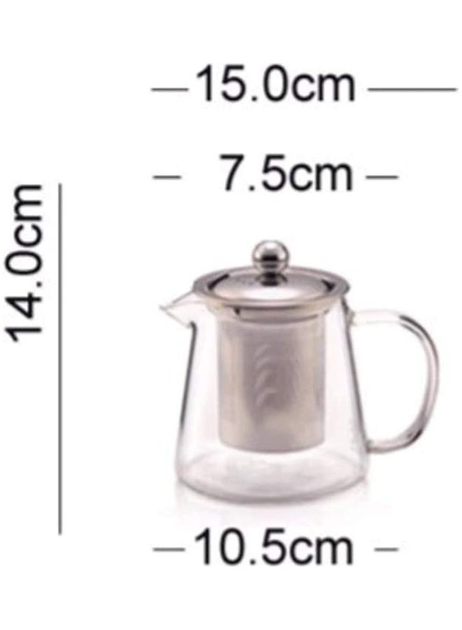 Heat Resistant Glass Teapot Set Clear 600ml