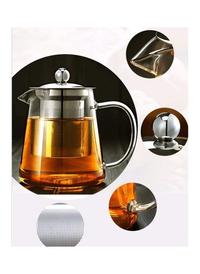 Heat Resistant Glass Teapot Set Clear 600ml