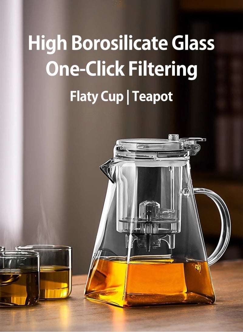 1000ML detachable glass teapot, one click automatic water outlet, high temperature resistant tea separation filter. Tea set that can filter tea leaves can be used as a tea set gift