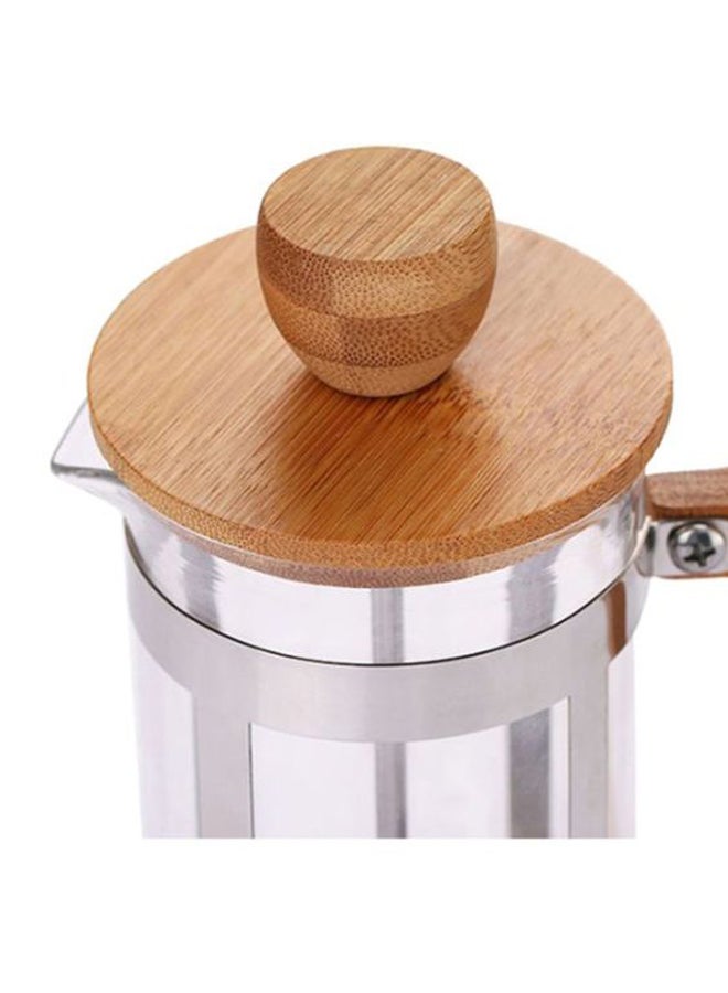 Press Infuser Bamboo Cover With Coffee Pot Clear/Brown/Silver 17.5x8.5cm