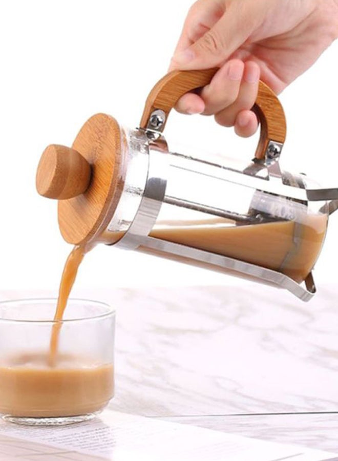 Press Infuser Bamboo Cover With Coffee Pot Clear/Brown/Silver 17.5x8.5cm