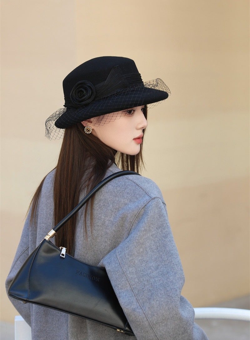 Women's Silk Wool Felt Top Hat