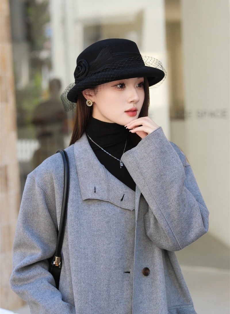 Women's Silk Wool Felt Top Hat