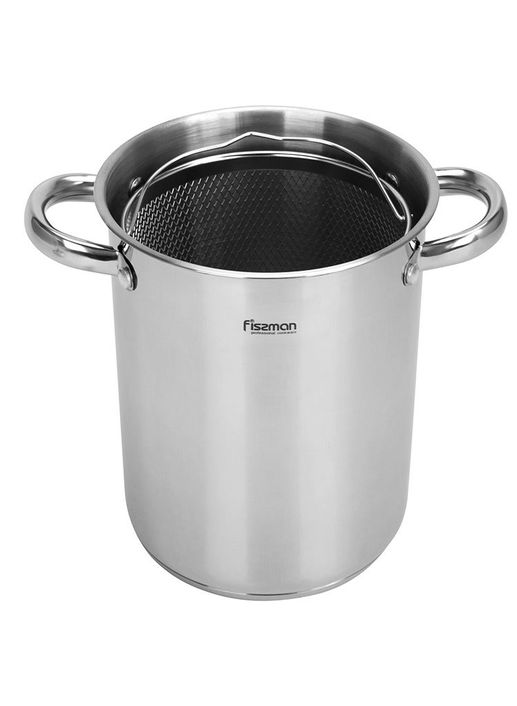 Large Stockpot with Steamer Basket and Glass Lid 16x21cm / 3.5L, Stainless Steel Stock pot Capellini