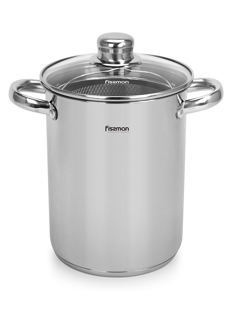 Large Stockpot with Steamer Basket and Glass Lid 16x21cm / 3.5L, Stainless Steel Stock pot Capellini