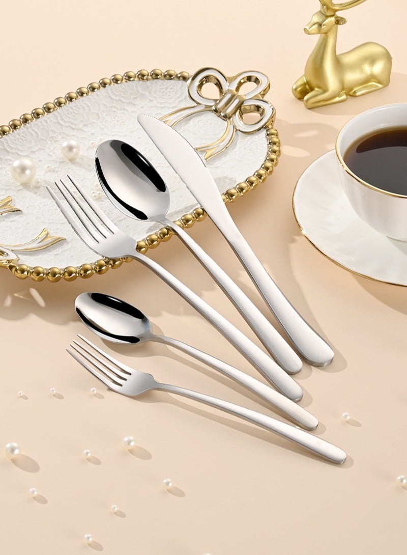 SUNHOME 30-Piece Stainless Steel Cutlery Set Silver