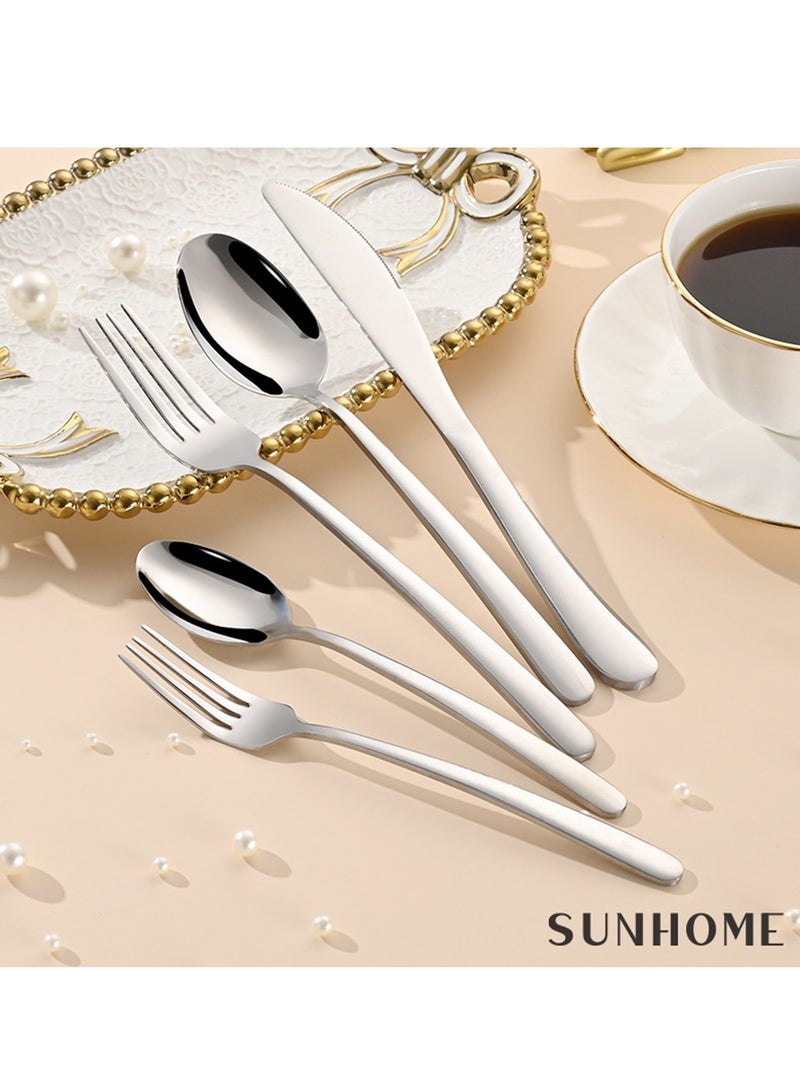 SUNHOME 30-Piece Stainless Steel Cutlery Set Silver