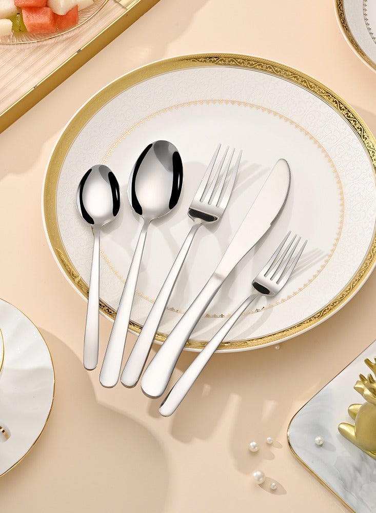 SUNHOME 30-Piece Stainless Steel Cutlery Set Silver