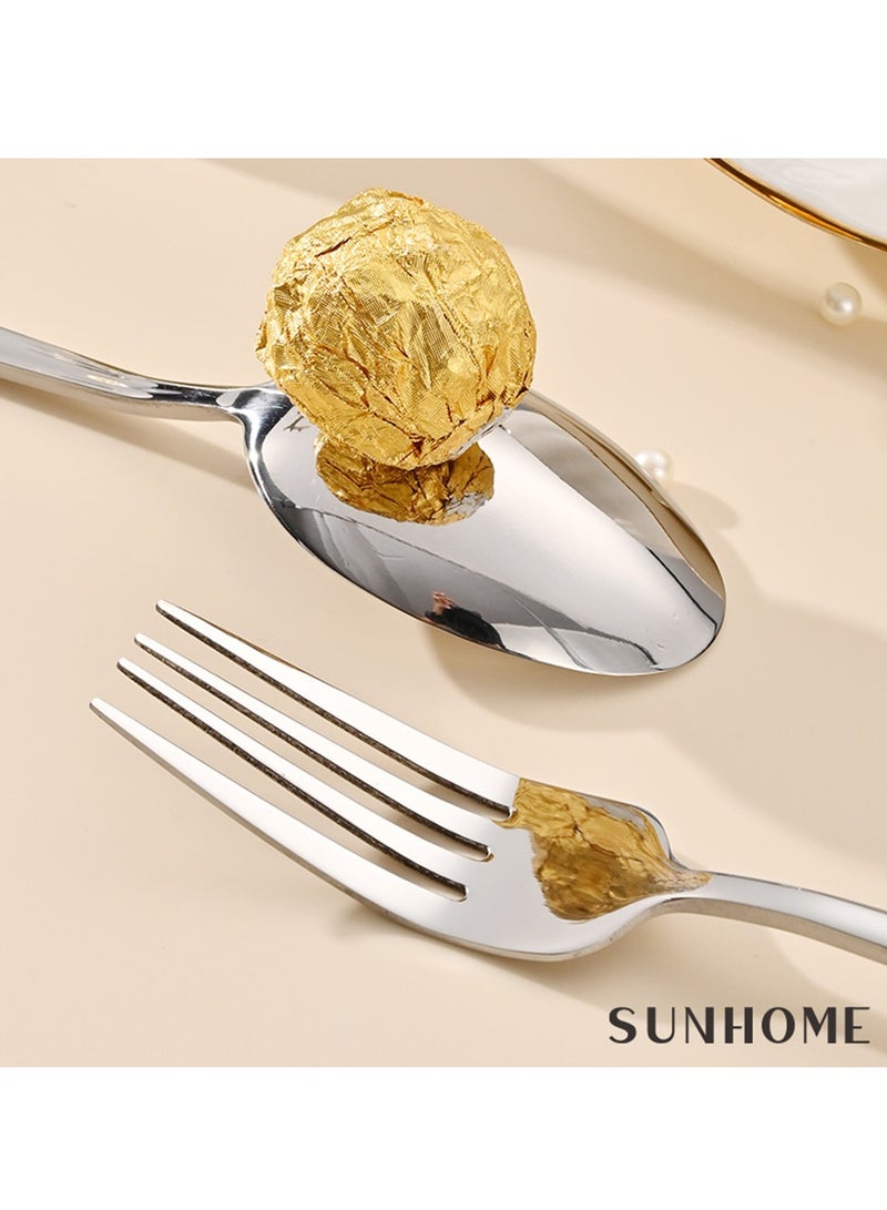 SUNHOME 30-Piece Stainless Steel Cutlery Set Silver