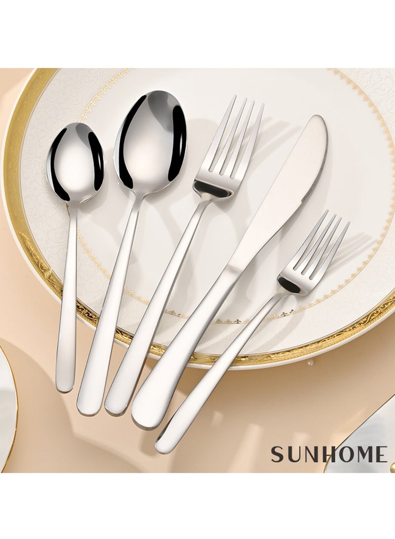 SUNHOME 30-Piece Stainless Steel Cutlery Set Silver