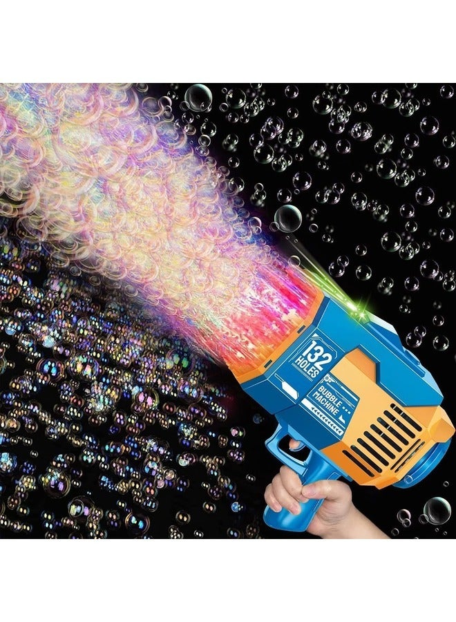 132-Hole Bubble Blaster with Colorful Lights – Rocket Launcher Foam Machine for Toddlers