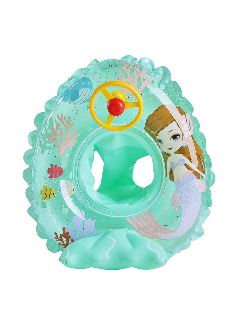 Baby Swimming Float Ring with Seat, Inflatable Children Waist Float Ring, Baby Free Swimming Ring, Safe and Durable, Pool Tool for The Age of 1-5 Years Kids,Green-F