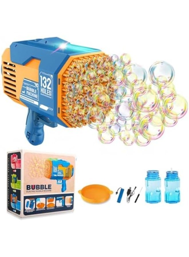 132-Hole Bubble Blaster with Colorful Lights – Rocket Launcher Foam Machine for Toddlers