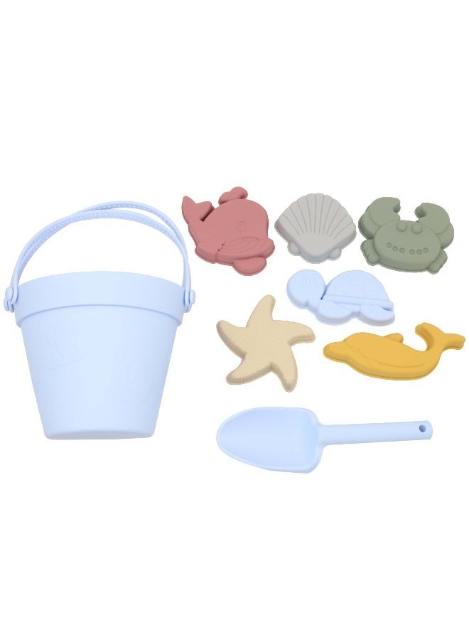 8 Pcs Silicone Beach Toys with Portable Beach Bag,Summer Kids Beach Set with Sand Toy Molds Shovel Bucket Set, Beach Sand Toys Toddler Sandbox Toys for Girl Kids Outdoor