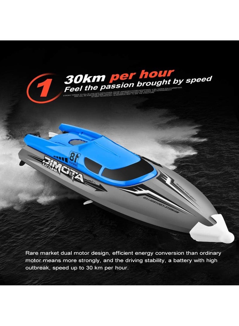 Remote Control Boat Remote Control Boat 30KM/H High Speed IPV7 Waterproof 2.4GHz 4 Channel Racing Boat for Kids Adults 2Batteries