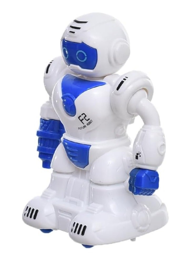 Plastic Super Hero Robot Friction Toy Suitable For Kids To Enhance Their Communication Skills - White Blue.