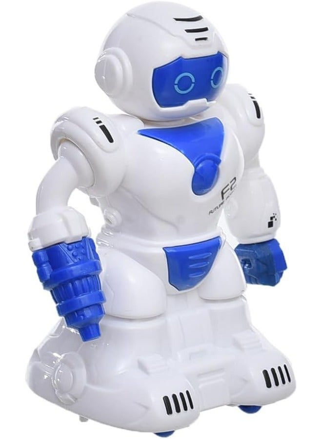 Plastic Super Hero Robot Friction Toy Suitable For Kids To Enhance Their Communication Skills - White Blue.