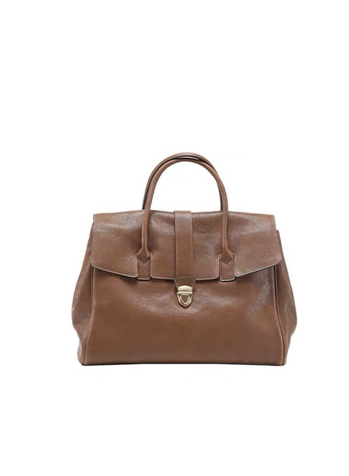 New Cowhide Bag Briefcase Vintage Leather Tote Bag