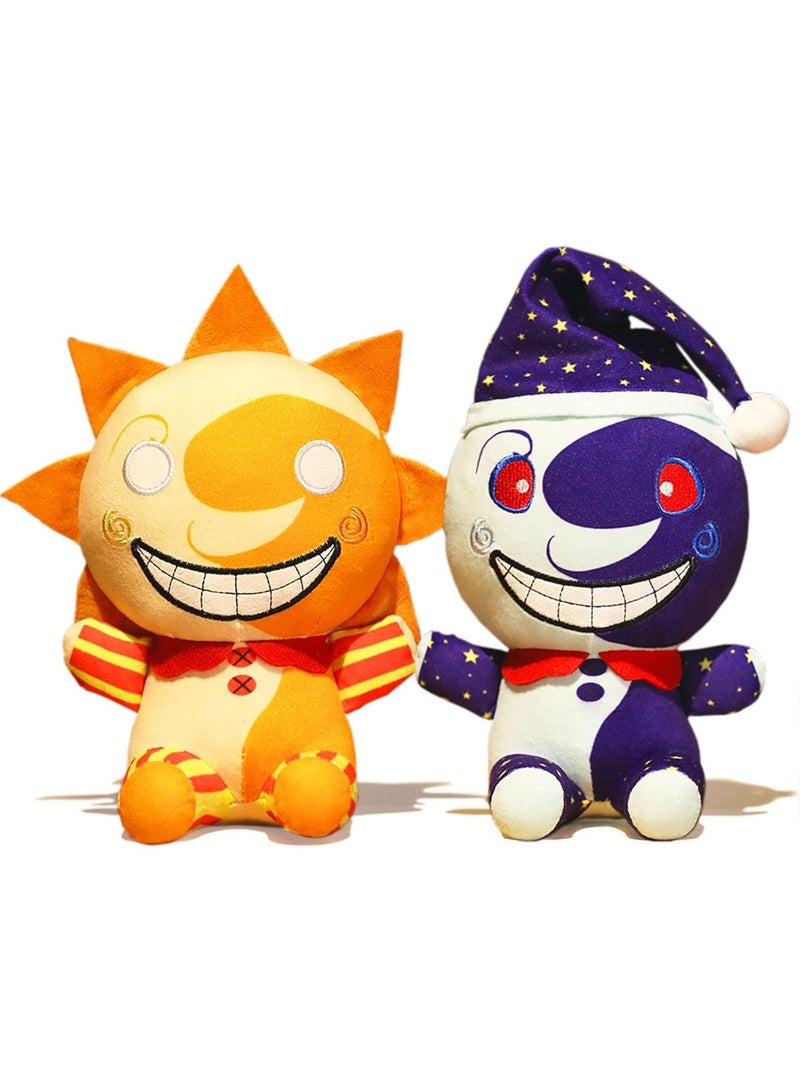 2-Piece Sundrop And Moondrop Cartoon Plush FNAF Security Breach Plush  Clown Figure and Collection Stuffed Animals Plush Toys Birthday Festival Gifts for Kids and Fans