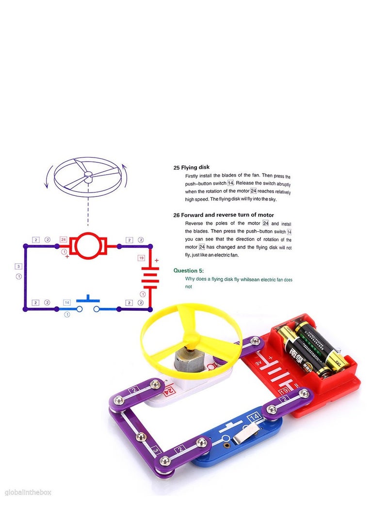 335 Circuit Electronics Kit for Kids with 31 Snap Parts - Fun Science Lab for Basic Electricity and Magnetism Experiments, Ideal for Ages 8 and Up