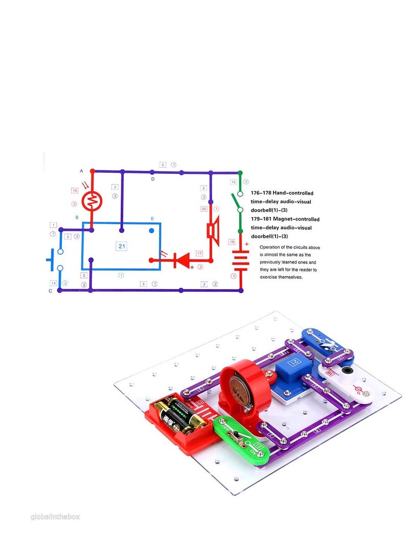 335 Circuit Electronics Kit for Kids with 31 Snap Parts - Fun Science Lab for Basic Electricity and Magnetism Experiments, Ideal for Ages 8 and Up