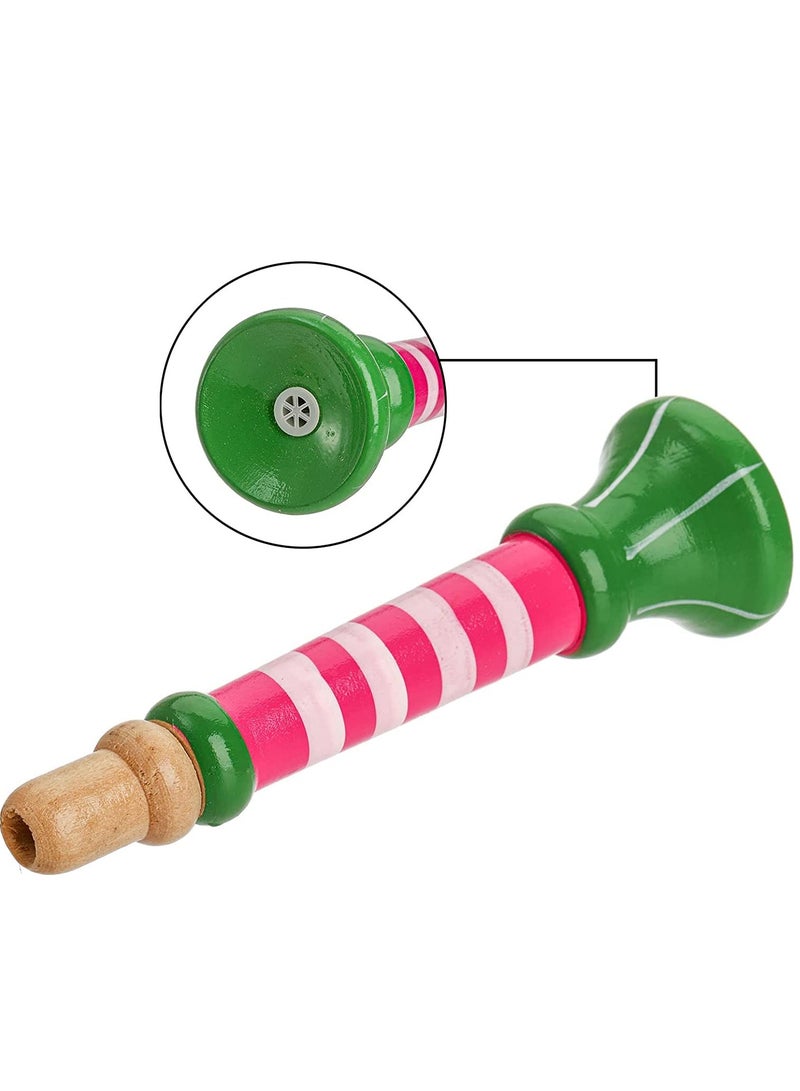 10 Pieces Small Wooden Trumpet, Colorful Piccolo Flute for Kids Musical Instruments for Children, Early Education Develop for 3+ Year Age, Boys Girls, School (Random Colors)